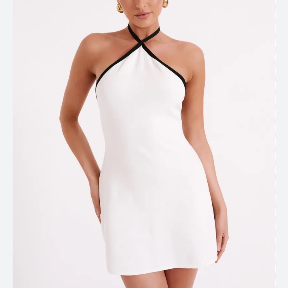 NWT Meshki Grettel White and Black Contrast Halter Dress